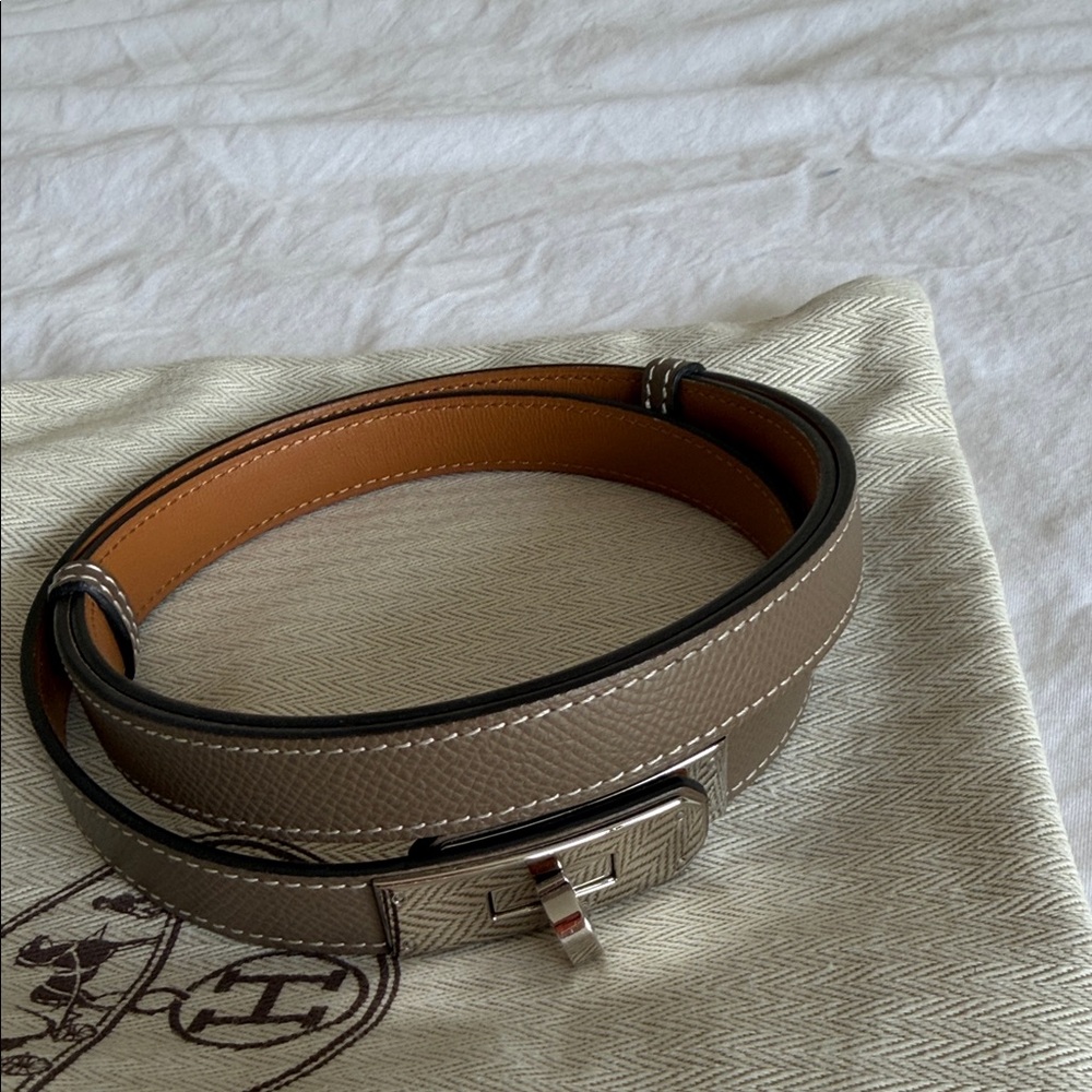 Hermes Taupe and Black Leather Belt Bag